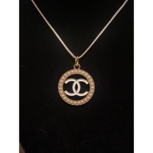 Repurposed Pearl Chanel Logo Necklace